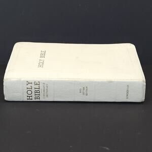 VTG Zondervan KJV Holy Bible White Faux Leather Red Letter Illustrated Religion